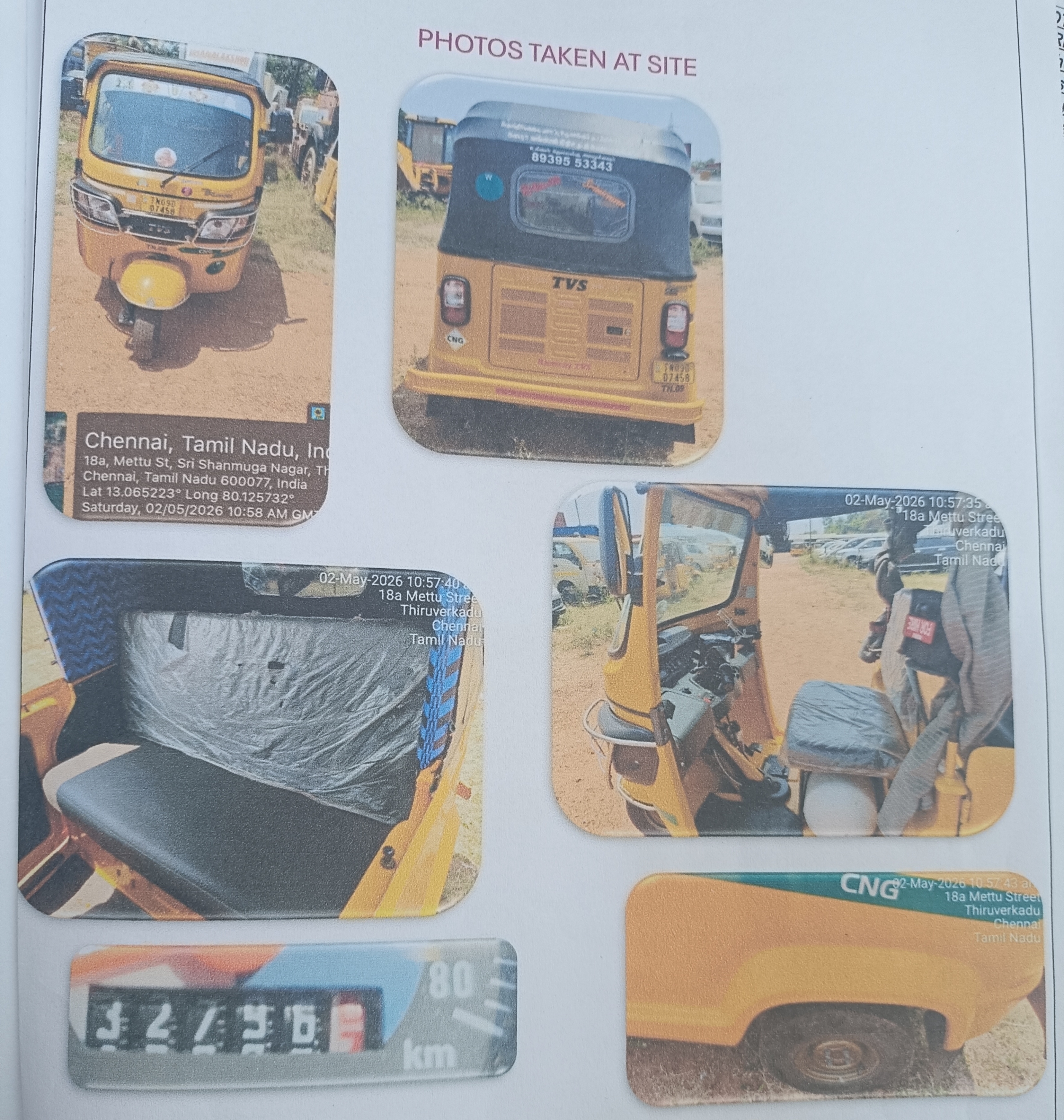 2023 TVS Motor Company King Deluxe CNG Passenger 32796 km 2 years for sale in SEVEN STAR PARKING YARD Chennai — photo 3