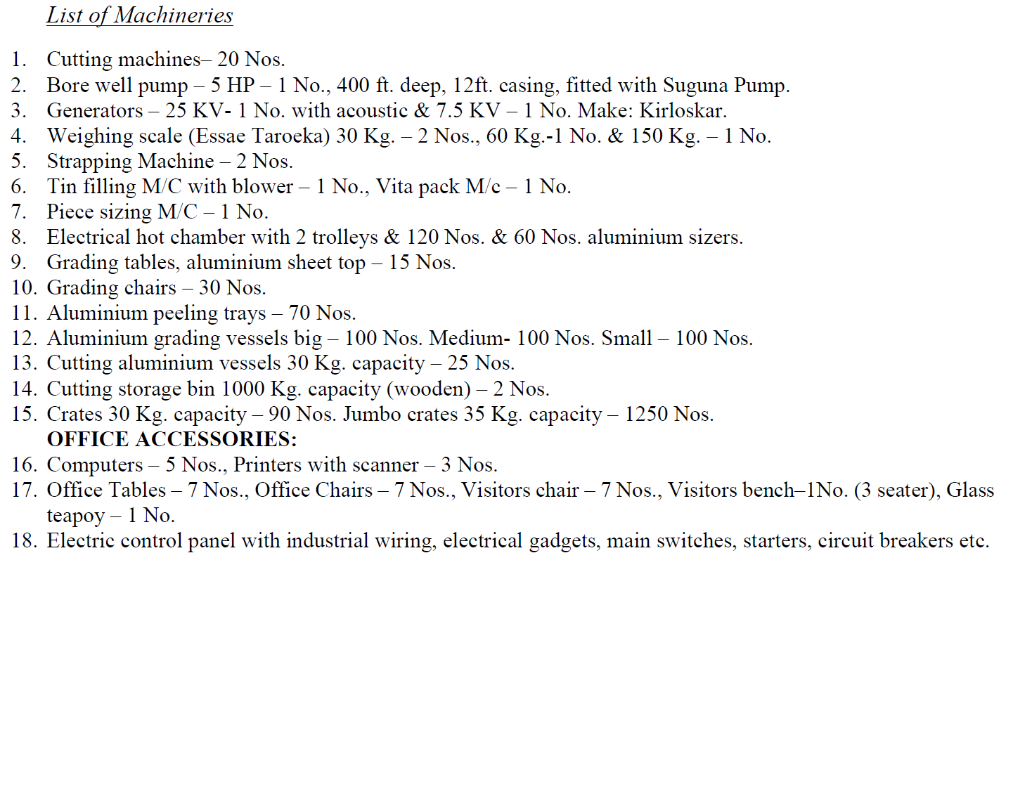 PLANT & MACHINERIES for sale in Karkal — photo 3