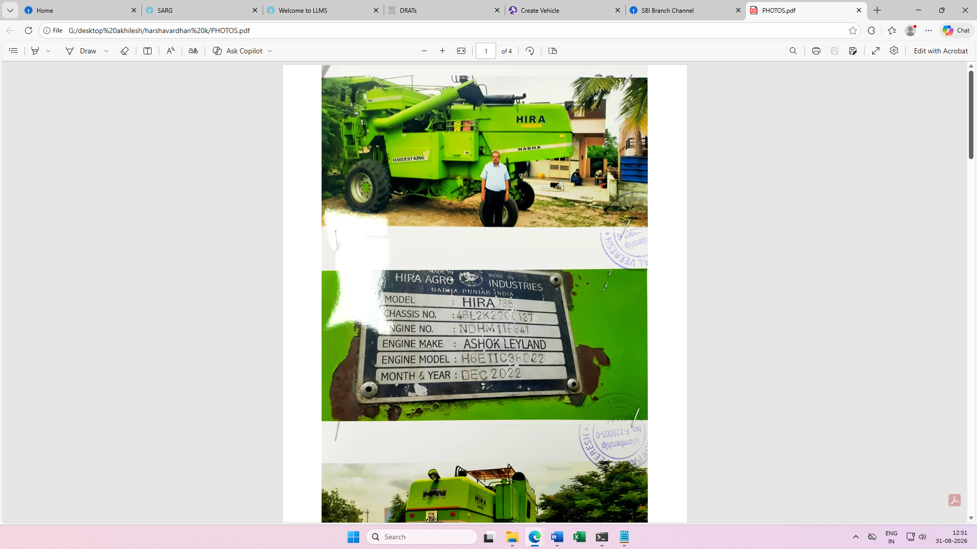 2022 Ashok Leyland HIPPO 5536 6x4 3900/Chassis Trailer 1659 km 4 years for sale in GLOBAL INVESTIGATORS RESOLUTION AGENTS Gangawati — photo 2