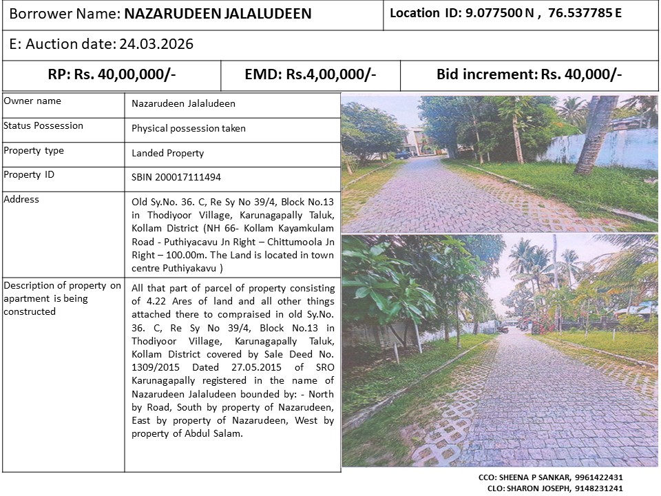 Landed Property for sale in Karunagapally Adinad