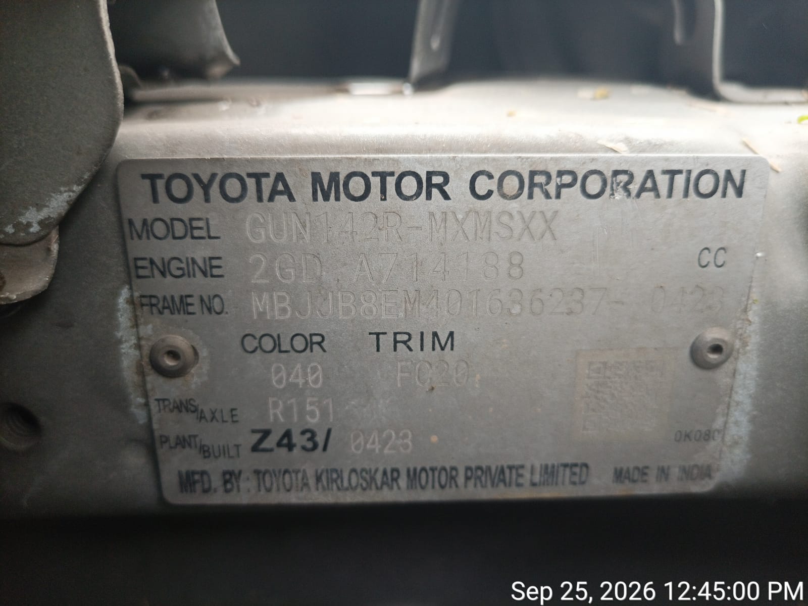 2023 Toyota Innova Crysta GX 8 Seater MUV 127026 km 3 years for sale in SBI Bank AO compound, Balaji Nagar, near Siripuram, Visakhapatnam. Visakhapatnam — photo 8
